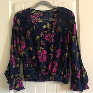 Express Bell Sleeve Floral Blouse